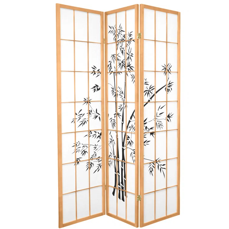 Oriental Furniture 6 Ft Tall Lucky Bamboo Room Divider, 3 panel, natural color, traditional