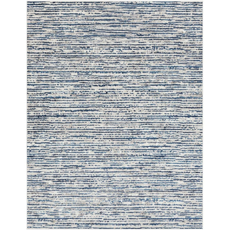Cepeda Machine Woven Striped Navy/Light Gray Area Rug