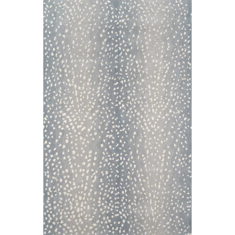 Woodland Animal Print Handmade Tufted Wool Gray/Blue Area Rug