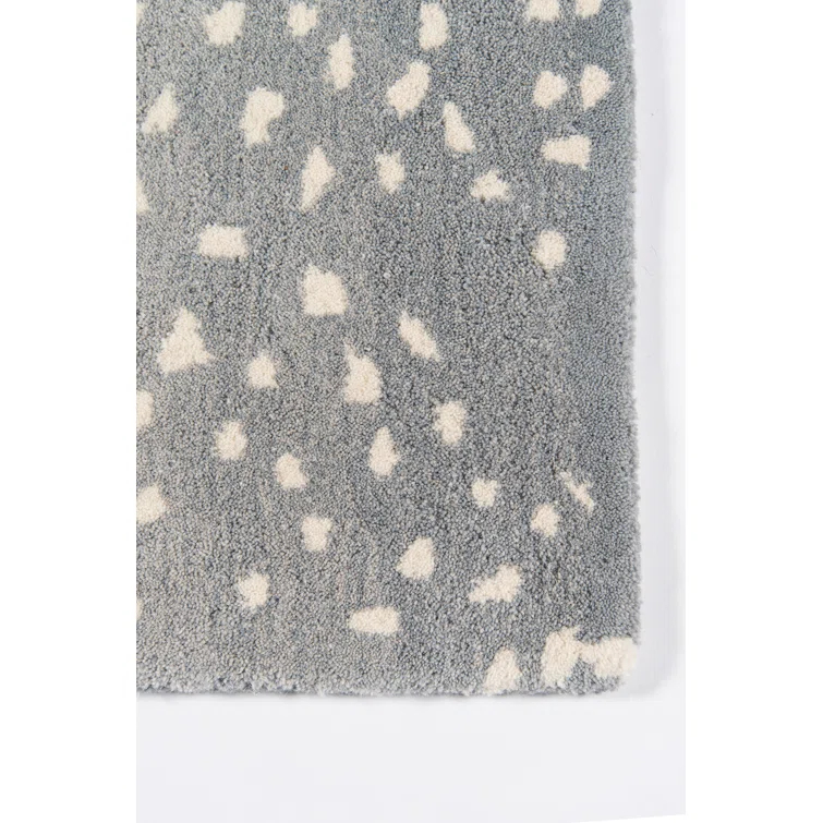 Woodland Animal Print Handmade Tufted Wool Gray/Blue Area Rug