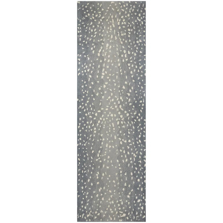 Woodland Animal Print Handmade Tufted Wool Gray/Blue Area Rug