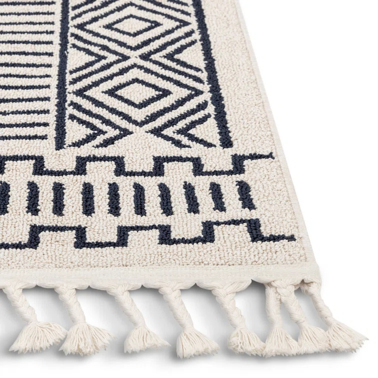 Geometric Dark Blue Area Rug
