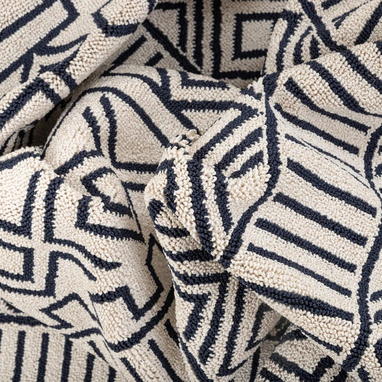 Geometric Dark Blue Area Rug