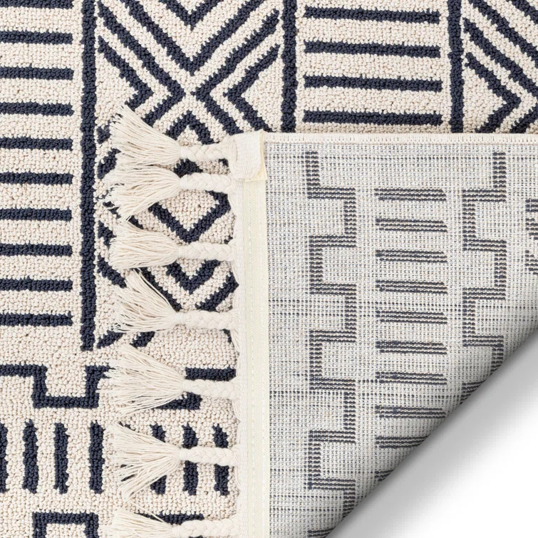Geometric Dark Blue Area Rug