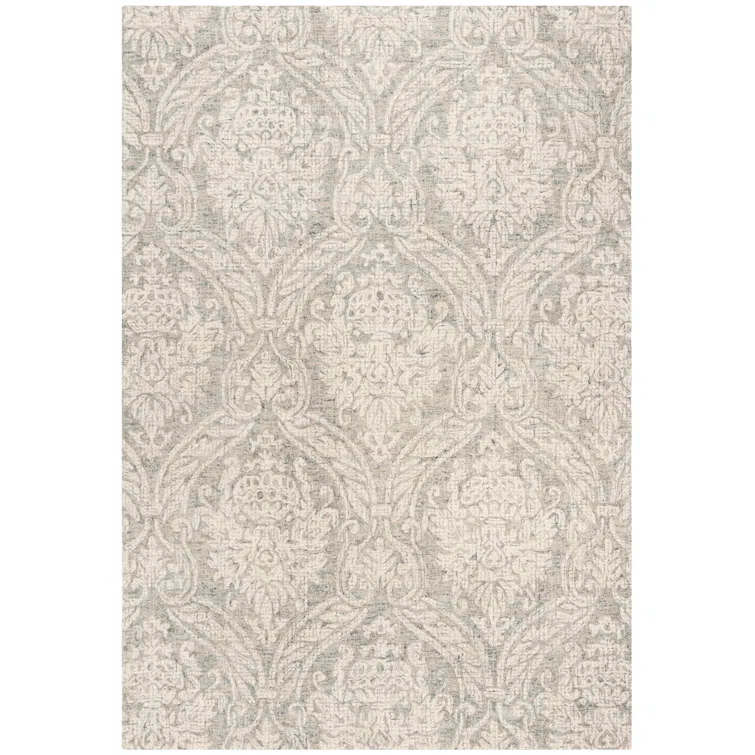 Rosemarie Abstract Handmade Tufted Wool Gray/Ivory Area Rug