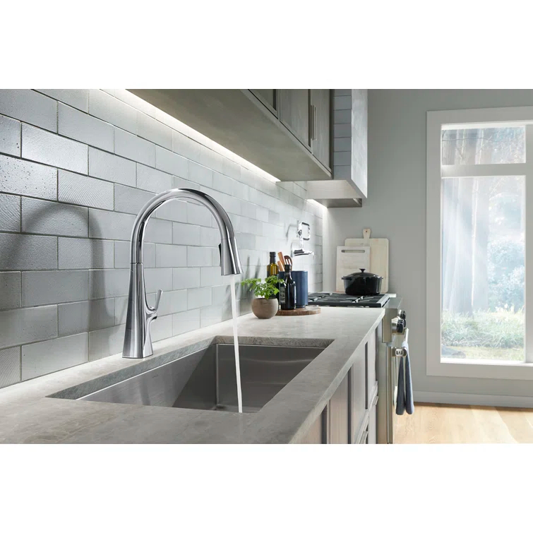 Graze Pull-Down Single Handle Kitchen Faucet With Three-Function Sprayhead With Accessories