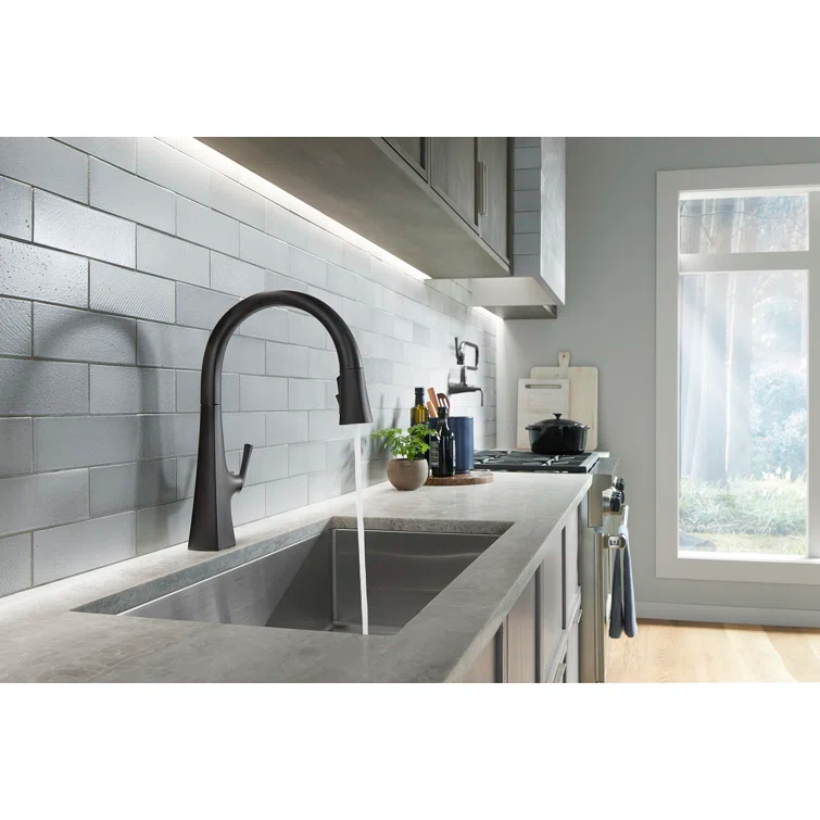 Graze Pull-Down Single Handle Kitchen Faucet With Three-Function Sprayhead With Accessories