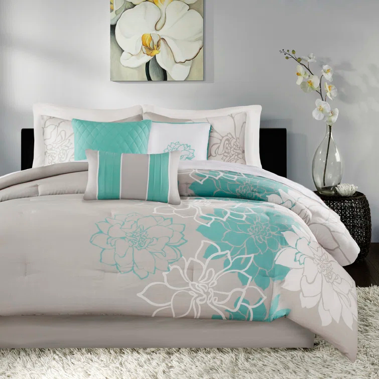 Madison Park Lola 7 Piece Floral Cotton Comforter Set