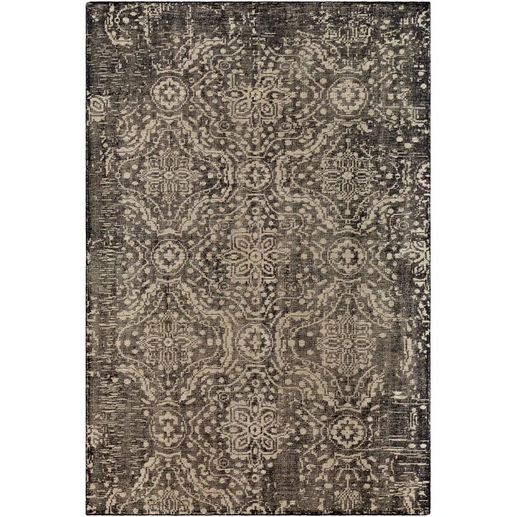 Hoboken Hand-Knotted Black/Khaki Area Rug