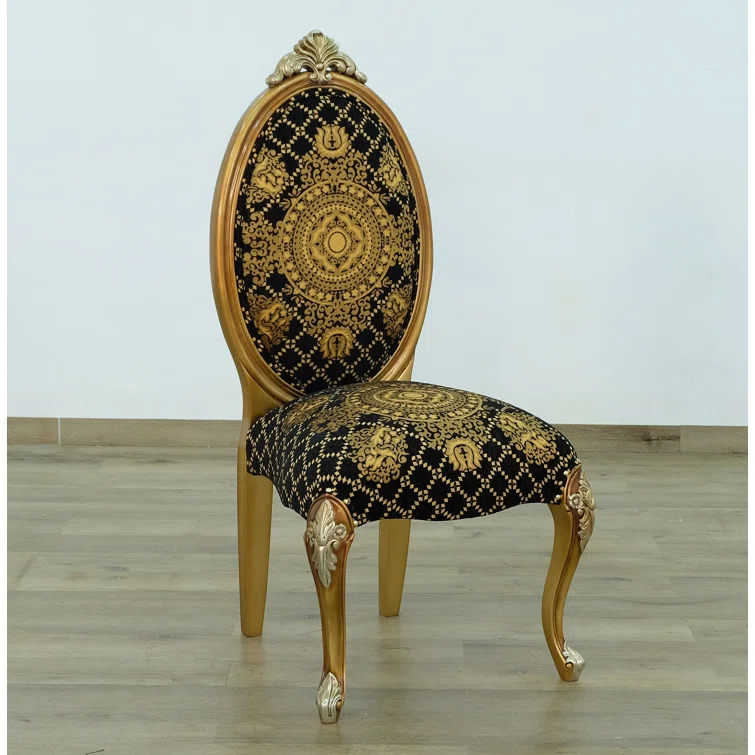 European Furniture Emperador Collection Side Chair in Golden Brown (Set of 2)