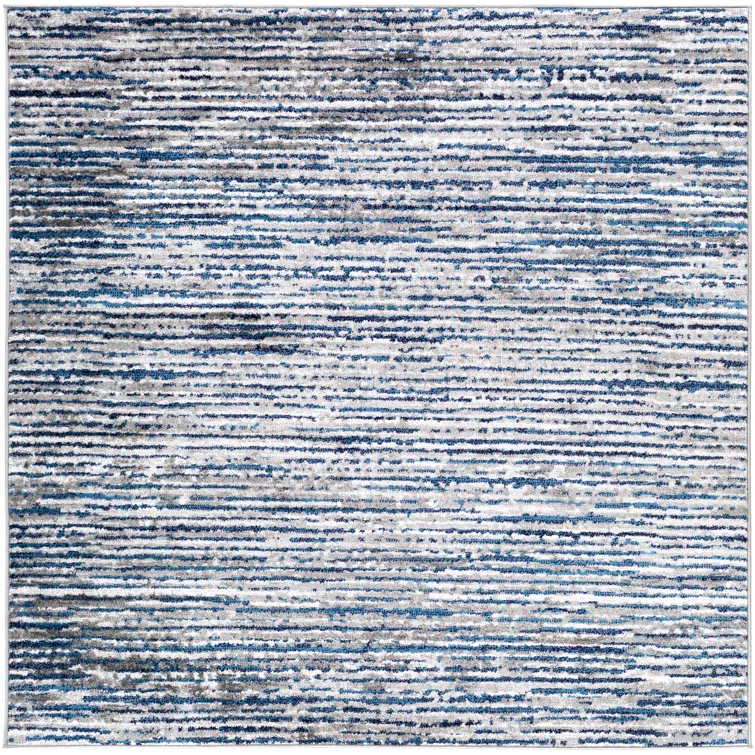 Cepeda Machine Woven Striped Navy/Light Gray Area Rug