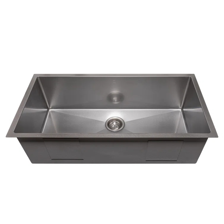 ZLINE 36 in. Meribel Undermount Single Bowl DuraSnow Stainless Steel Kitchen Sink W/ Bottom Grid (SRS-36S)