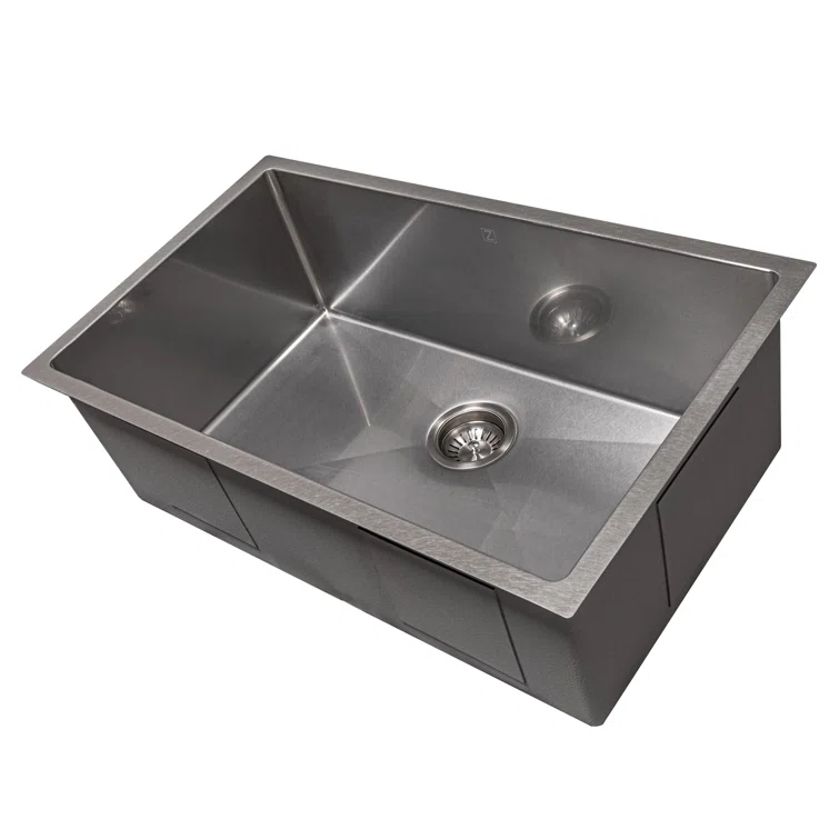 ZLINE 30 in. Meribel Undermount Single Bowl Satin Stainless Steel Kitchen Sink with Bottom Grid (SRS-30S)