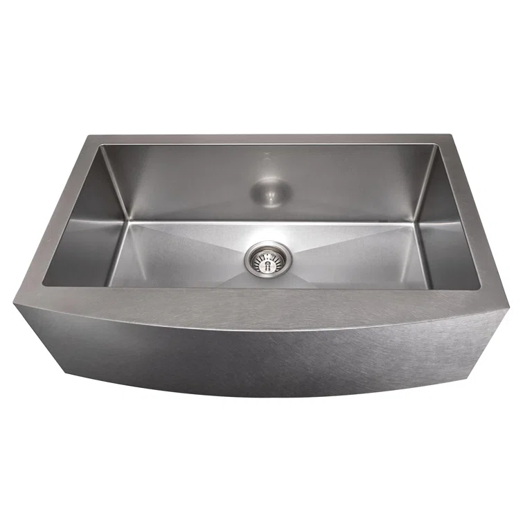 ZLINE 33 in. Vail Farmhouse Apron Mount Single Bowl DuraSnow Stainless Steel Kitchen Sink W/ Bottom Grid (SAS-33S)