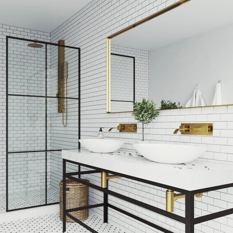 Titus 3" H Two Handle WaterSense Wall Mount Bathroom Faucet