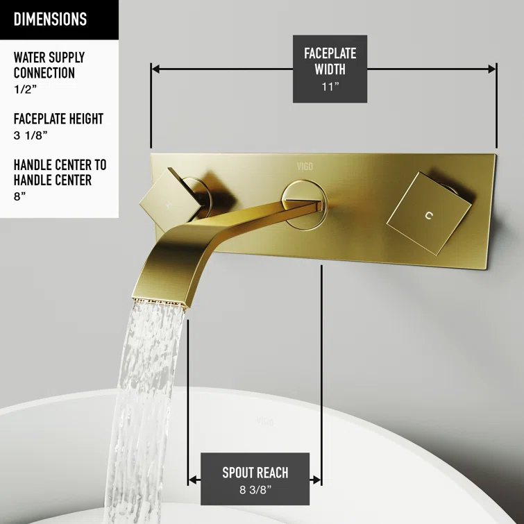 Titus 3" H Two Handle WaterSense Wall Mount Bathroom Faucet