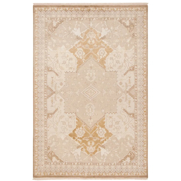 Tobacco Wool Hand-Knotted Rectangular Area Rug