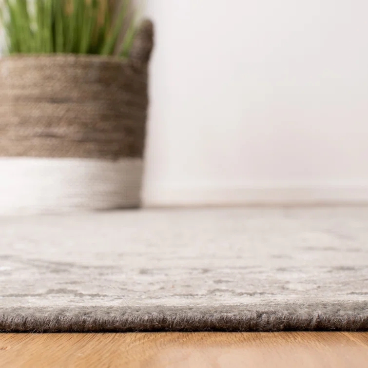 Dove Gray Hand-Knotted Wool Blend 8' x 10' Nomadic Rug
