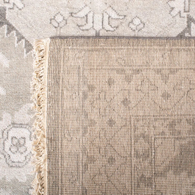 Dove Gray Hand-Knotted Wool Blend 8' x 10' Nomadic Rug