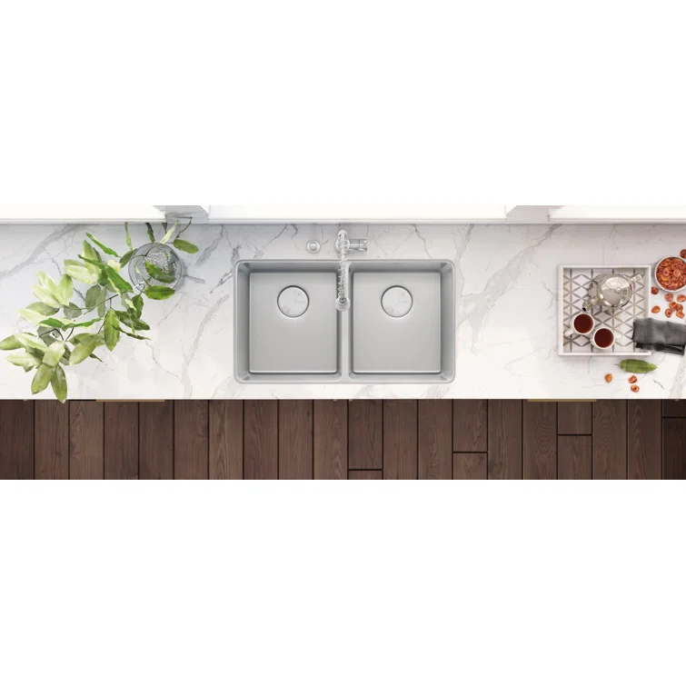 Ruvati RVM5077 Ruvati 28-inch Undermount Kitchen Sink 50/50 Double Bowl 16 Gauge Stainless Steel