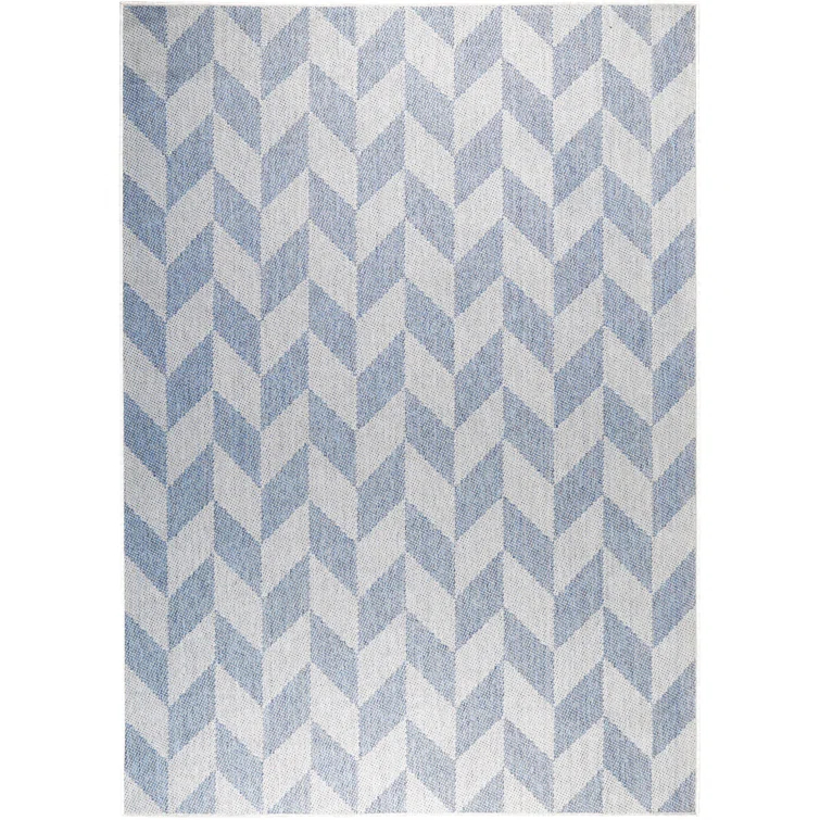 Nicole Miller New York Patio Country Calla Herringbone Indoor/Outdoor Area Rug, Blue/Grey