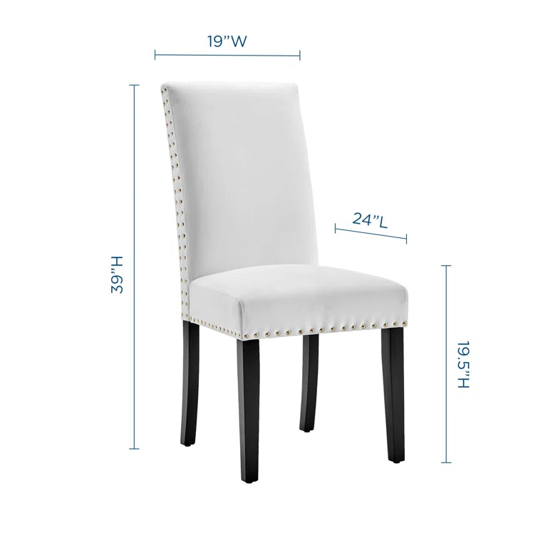 Modway Silver Orchid Lind Velvet Nailhead Trim Dining Side Chairs