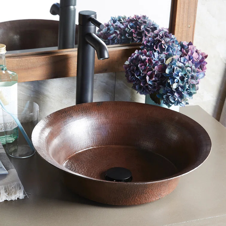 Maestro Copper Circular Vessel Bathroom Sink