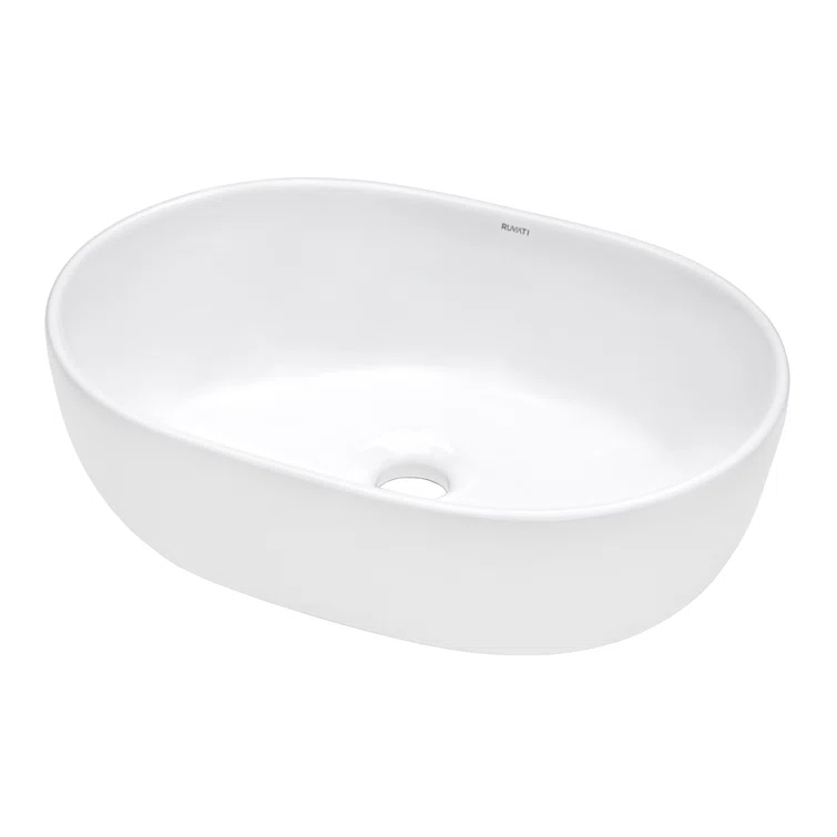 Ruvati RVB0419 Ruvati inch Bathroom Vessel Sink White Oval Above Counter Vanity Porcelain Ceramic