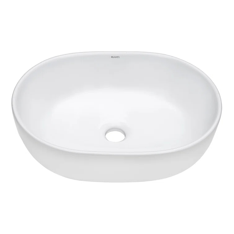 Ruvati RVB0419 Ruvati inch Bathroom Vessel Sink White Oval Above Counter Vanity Porcelain Ceramic