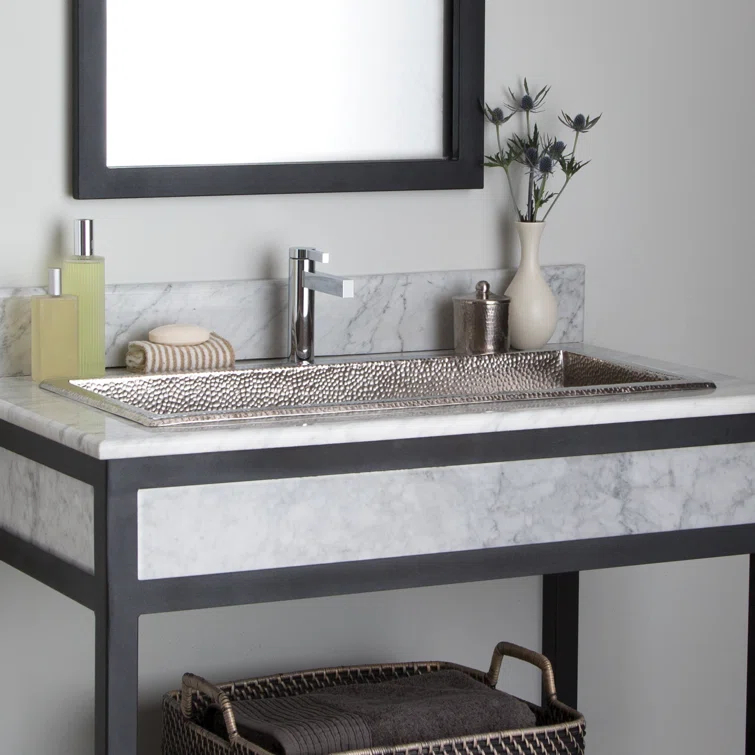 Copper Hand Hammered Rectangular Undermount Bathroom Sink