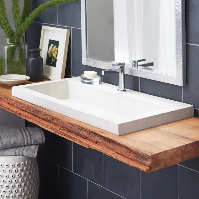 Native Stone Handcrafted Concrete 36" Trough Bathroom Sink
