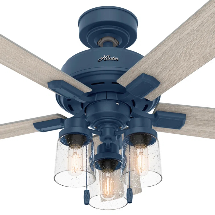 44" Hartland 5 - Blade Modern Farmhouse Indoor Ceiling Fan with Lights and Pull Chains