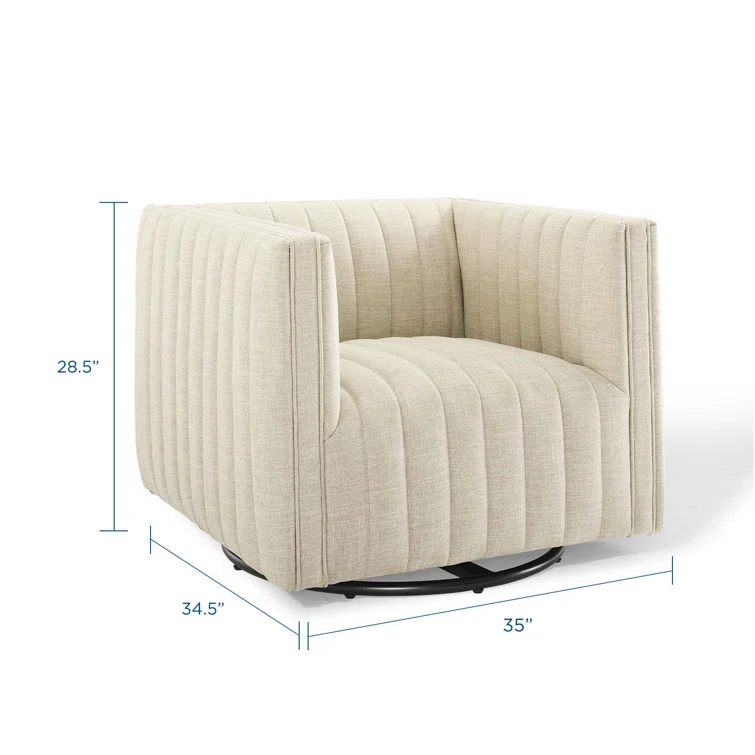 Modway Conjure Channel Tufted Performance Velvet Swivel Armchair