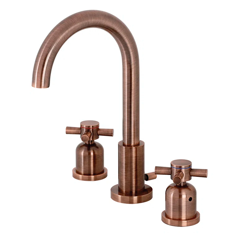 Kingston Brass Concord Two-Handle 3-Hole Deck Mount Widespread Bathroom Faucet with Brass Pop-Up Drain