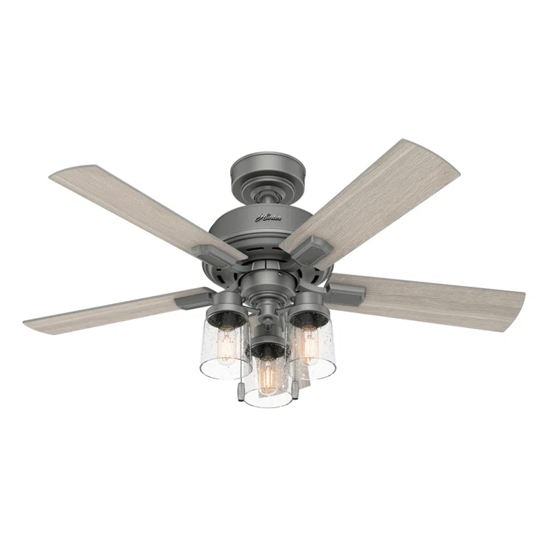 Hunter Fan 44" Hartland 5 - Blade Modern Farmhouse Indoor Ceiling Fan with Lights and Pull Chains