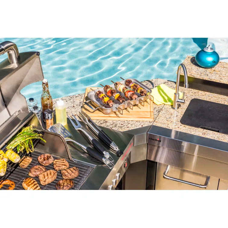 Charbroil Medallion Series Modular Outdoor Kitchen Corner Component with Storage, Black