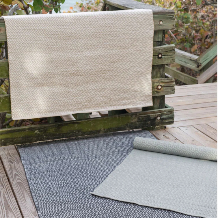 Herringbone Linen/White Handwoven Indoor/Outdoor Rug