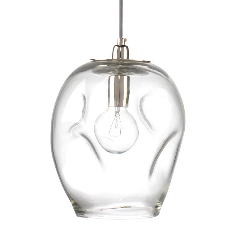 Jamie Young Co Large Coastal Dimpled Glass Pendant in Clear/Silver