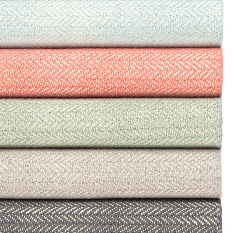 Herringbone Ocean Handwoven Cotton Rug