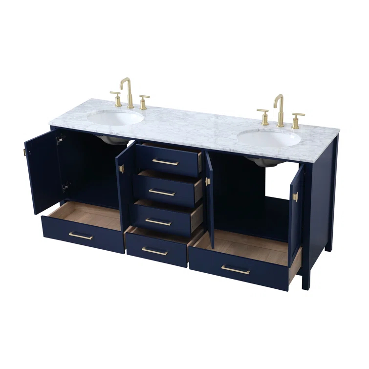 Lamborn 72'' Double Bathroom Vanity with Engineered Marble Top