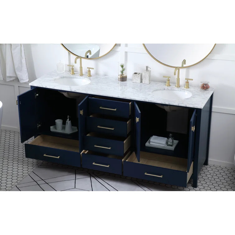 Lamborn 72'' Double Bathroom Vanity with Engineered Marble Top