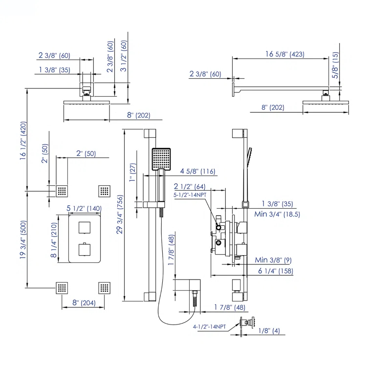 Complete Shower System with Rough in-Valve