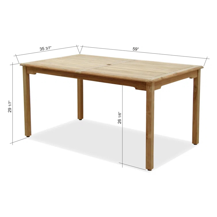 Sonlin 59'' Teak Outdoor Dining Table