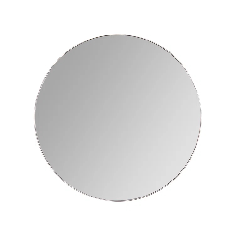 Franco 34" Classic Round Wall Mirror in Glossy Silver