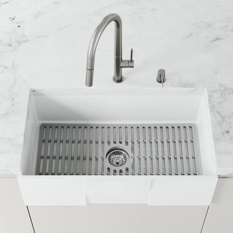 Silicone Grid VIGO Matte Stone 32" L x 15" W Bottom Sink Grid for 36 in. Single Bowl Kitchen Sink