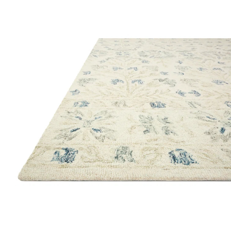 Mcclelland Floral Hand-Hooked Wool Ivory Area Rug