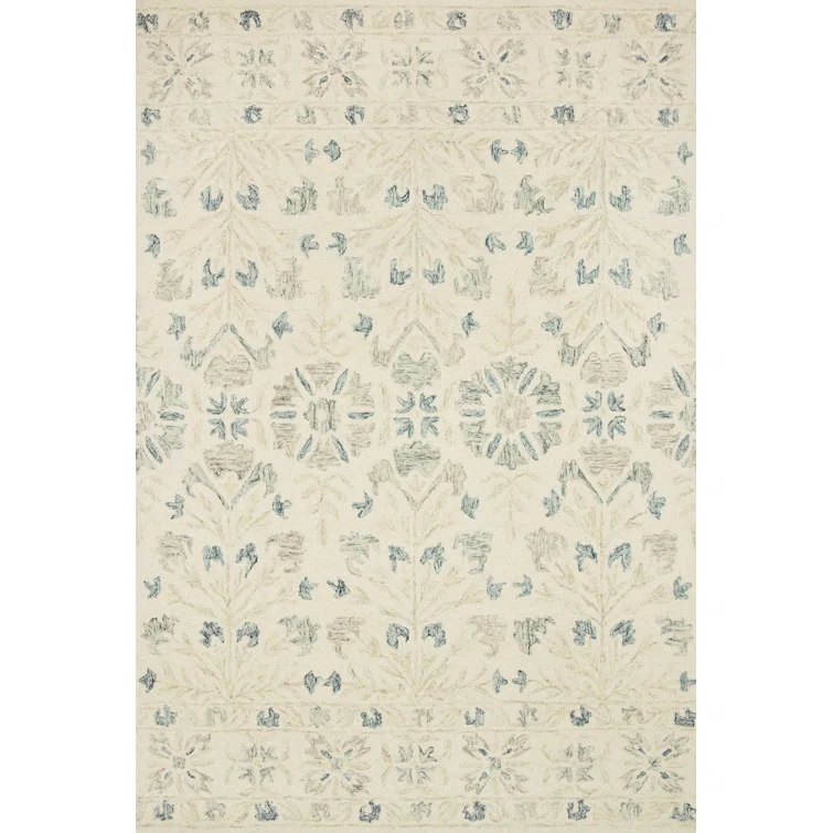 Mcclelland Floral Hand-Hooked Wool Ivory Area Rug