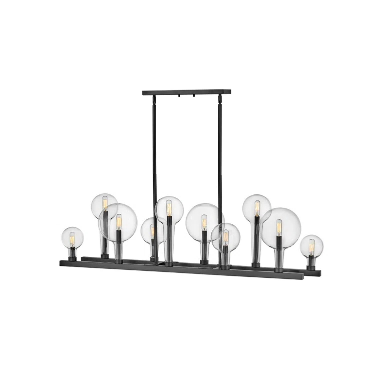 Ten Light Linear Chandelier In Transitional-Industrial Style 48.25 Inches Wide By 17 Inches High-Black Finish Hinkley Lighting 30528Bk