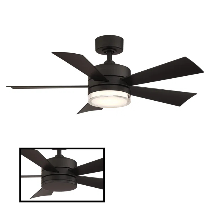 Wynd 5 - Blade Outdoor /Indoor Smart Ceiling Fan with Remote Control and LED Light Kit Included, Works With Alexa and iOS or Android App