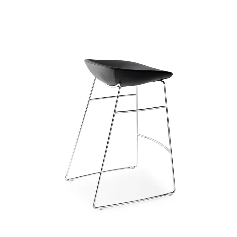 Palm Upholstered Backless Stool with Metal Frame